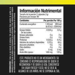 Ácido Alfa Lipoico 180 cápsulas