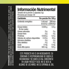 Ácido Alfa Lipoico 60 cápsulas