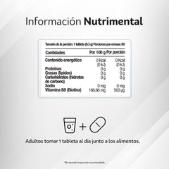 Biotina Vitamina B8 500 mcg 60 tabletas