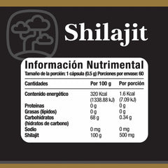 Shilajit 20% Ácido Fúlvico 60 Caps - Momosie