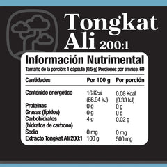 Tongkat Ali 200:1 60 cápsulas - Momosie