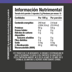 Precursor de NAD+ β-Nicotinamida Mononucleótido (NMN) 30 cápsulas - Tienda Kukamonga
