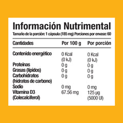 Vitamina D3 5000 U.I 60 cápsulas