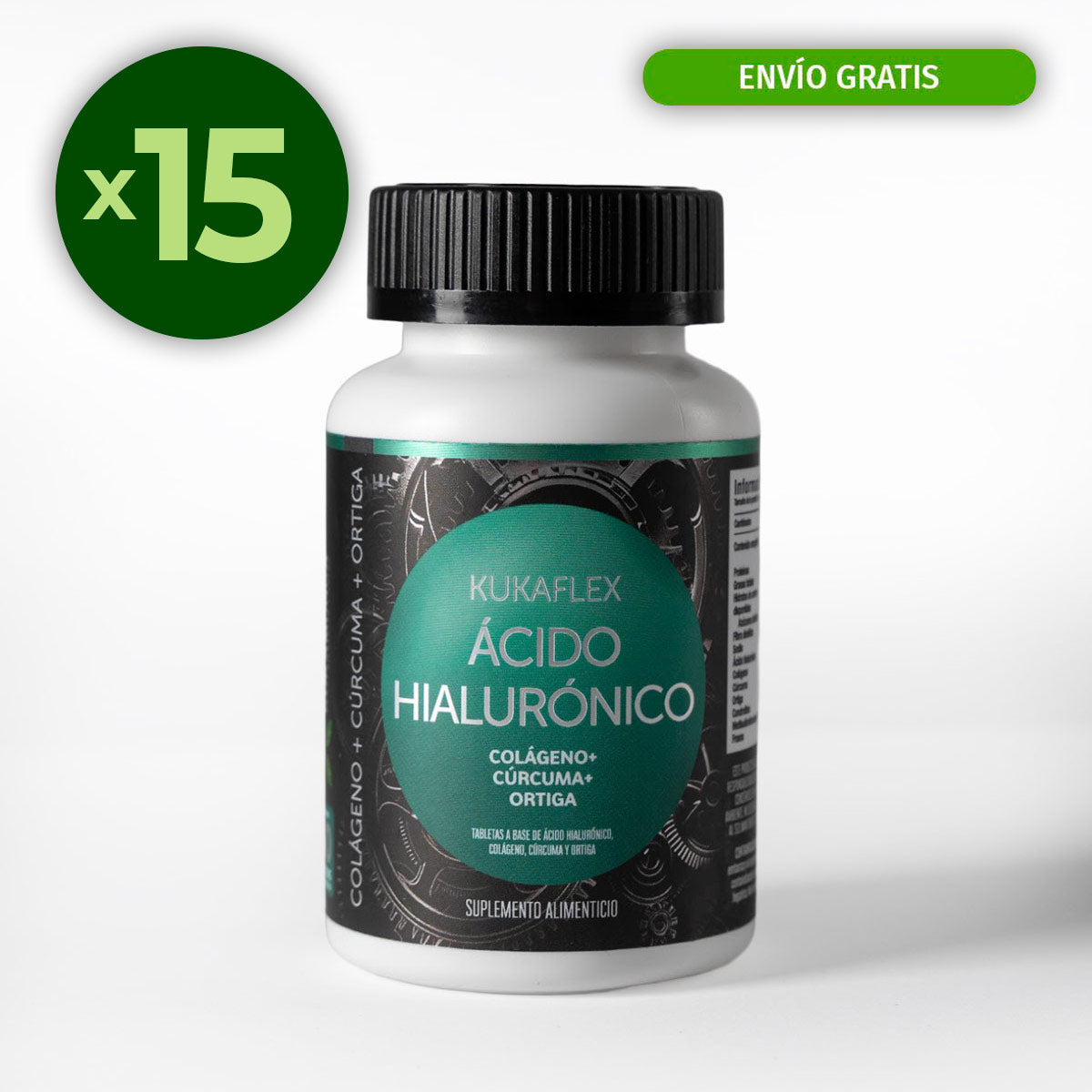 Paquete de 15 Ácido Hialurónico Kukamonga 30 Tabletas