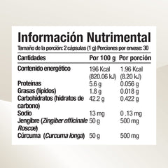 Jengibre + Cúrcuma 60 cápsulas