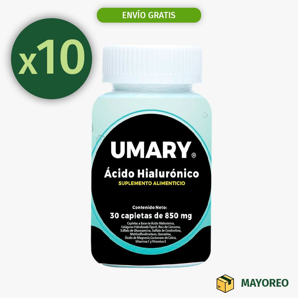 Paquete de 10 Ácido Hialurónico UMARY 30 Tabletas - Tienda Kukamonga