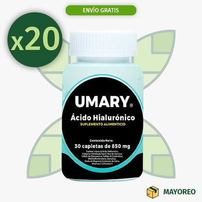 Paquete de 20 Ácido Hialurónico UMARY 30 Tabletas - Tienda Kukamonga