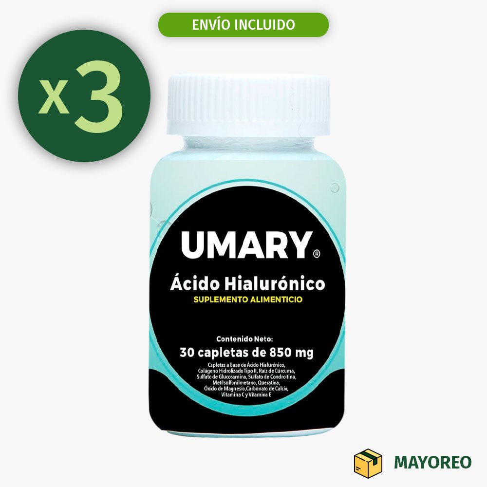 Paquete de 3 Ácido Hialurónico UMARY 30 Tabletas - Tienda Kukamonga