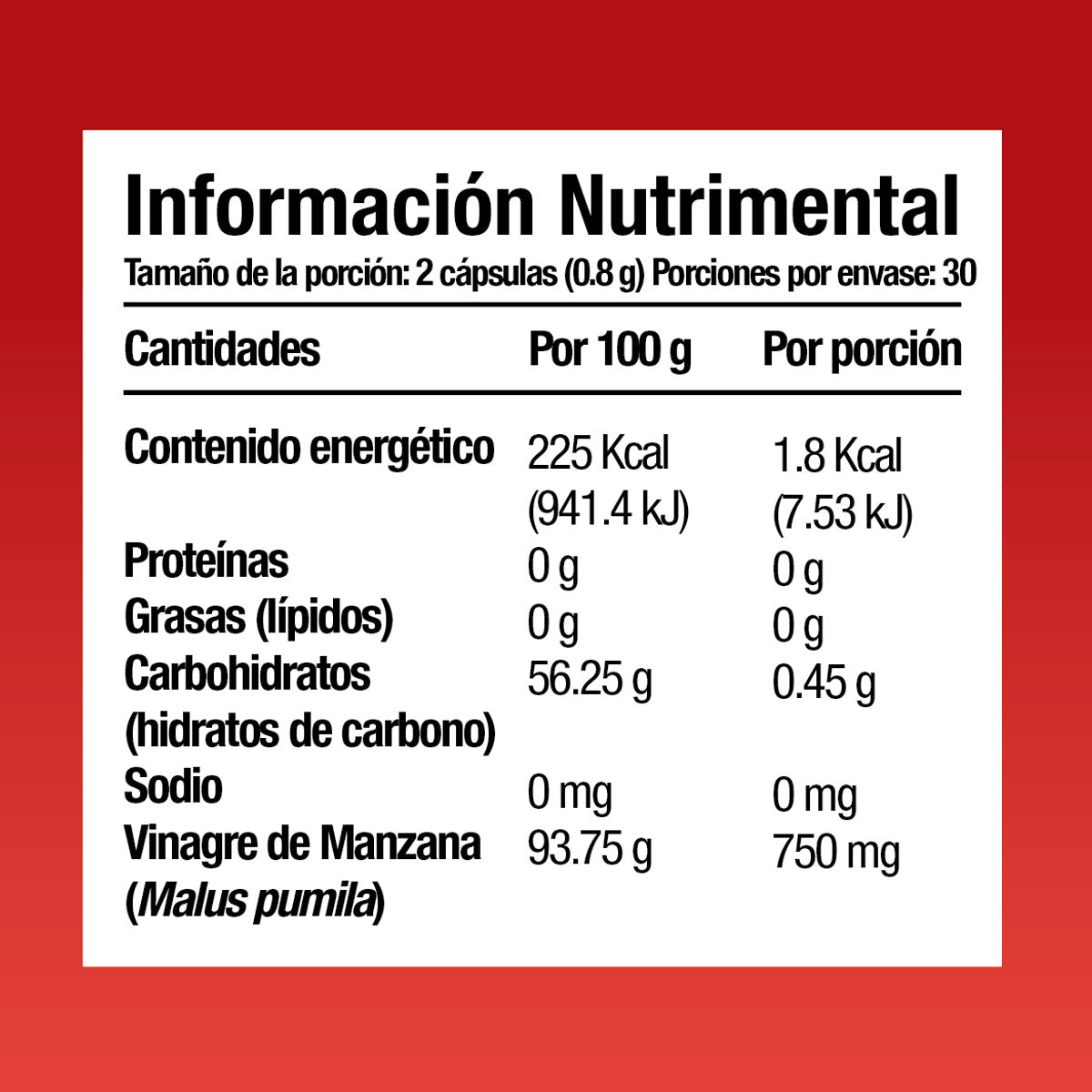 Vinagre de Manzana 60 cápsulas