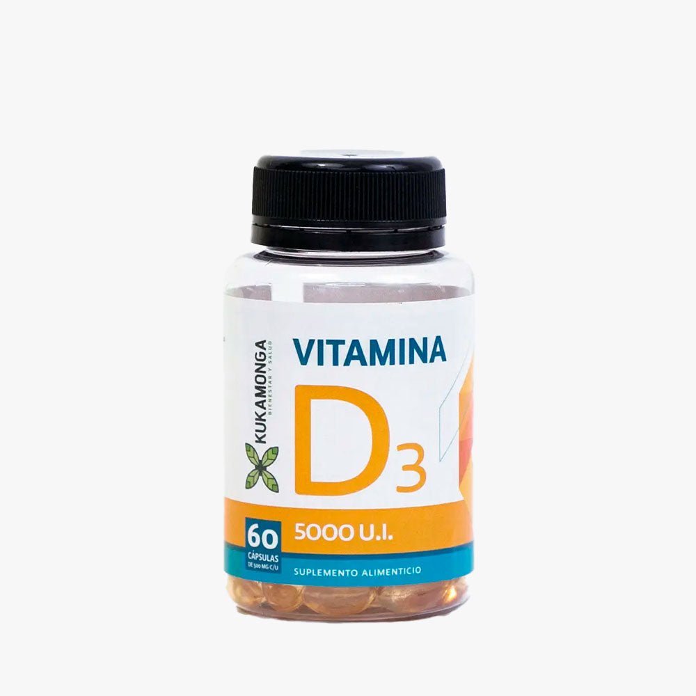 Vitamina D3 5000 U.I 60 Cápsulas Kukamonga - Tienda Kukamonga