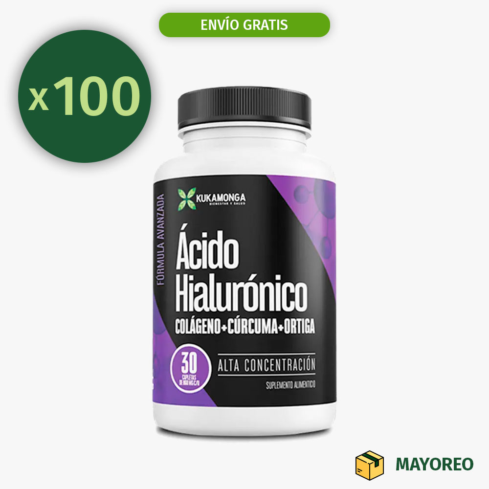 Paquete de 100 Ácido Hialurónico Kukamonga 30 Tabletas